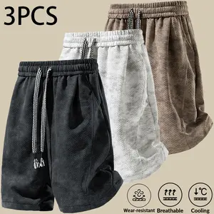 Men’s summer casual waffle knit shorts — loose fit, drawstring, breathable streetwear, tie-dye five-point shorts for daily commute and camping; lightweight, quick-dry shorts. summervibes