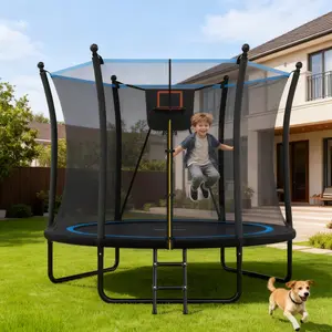 8-foot trampoline with fence net and ladder, outdoor trampoline, backyard leisure trampoline