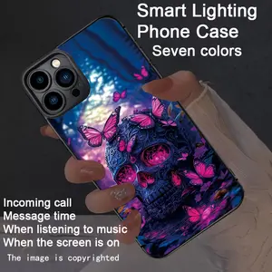Vibrant Smart Voice-Controlled Light-Up Phone Case for iPhone 12-16 - Features include: glow-in-the-dark technology, elegant daytime design, and enhanced nighttime visibility.
