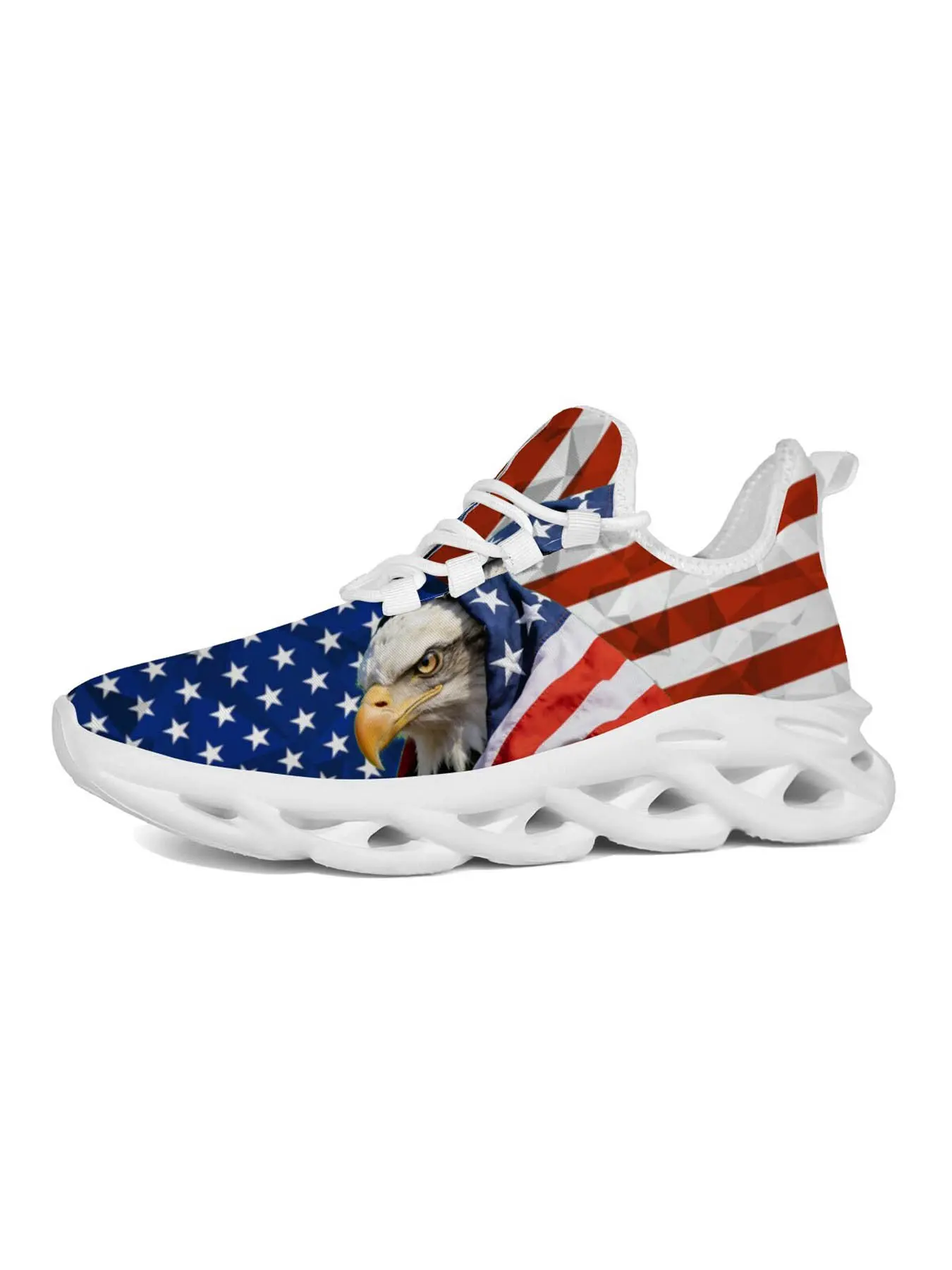 Exclusive American Flag Eagle Head Sneakers, Patriotic Style Fashion, Unique Print Design, Classic Sole, Perfect for Parties & Sports