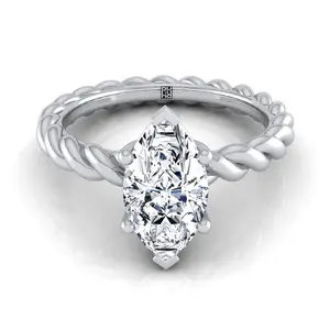 The Maggie Twisted Solitaire Engagement Ring Setting for Marquise Diamonds in Platinum