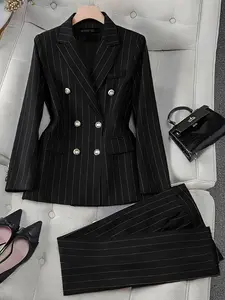 Women's Pure Color Suit Set for Autumn Winter Formal Occasions, High-End Professional Commuter Wear, Elegant Business Suits