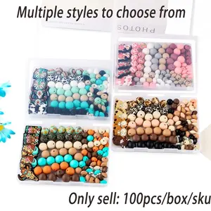 Silicone Beads Making Kit, 100pcs/box DIY Beads Making Kit, DIY Jewelry Making Supplies, Bead Mix for Bracelet Necklace Earrings Pendant, Colorful Handmade Gifts, Adjustable Beaded Design