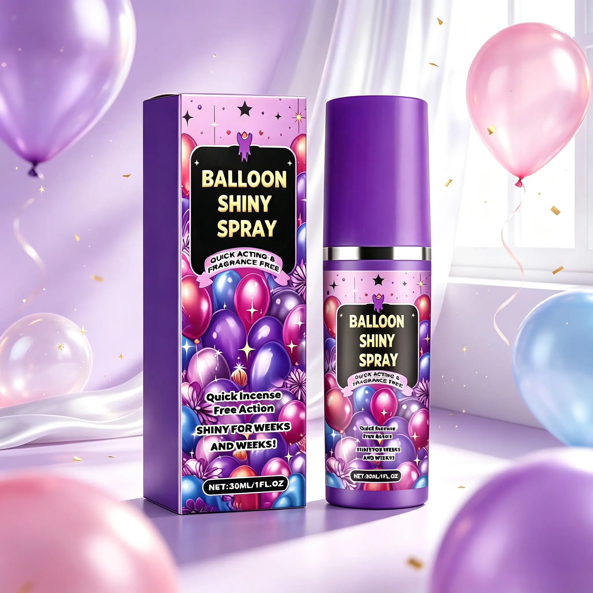 30ML Enhanced Balloon Shine Spray, Lightweight Odor-Free Gentle Formula High-Gloss Finishing Spray for Party, Wedding Decorations (Home & Festive Party Supplies)
