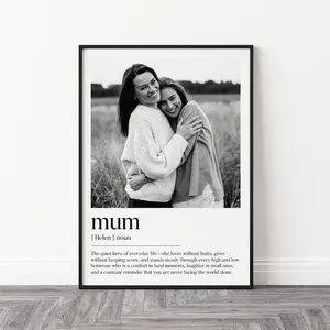 Personalised Mum Definition Print, Custom Mum Photo Gift Poster, Meaningful Birthday Gift for Mum, Mothers Day Wall Art Decor for Mom