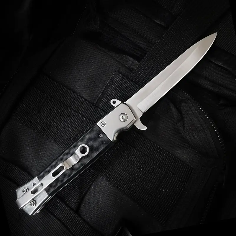 Folding Pocket Knife - Camping Portable Knife with Clip, Glass Breaker, Sharp AUS-10 Stainless Steel, Fast Flipper, Liner Lock, Anti-Slip Grip, Precision Camping Tool, Survival Gear Equipment for Hiking Hunting, Camping Portable Knives, Outdoor Camping Kn