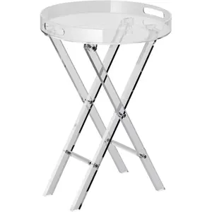 VEVOR Acrylic Folding Tray Table, Acrylic End Table with Folding X Leg, Clear Acrylic Side Table for Coffee, Drink, Food, Snack for Living Room BedroomVEVOR Super Brand Day