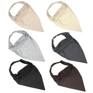 Unique Bargains Scarf Headbands, Triangle Bandana Elastic Scarf Headband, Head Scarf Hair Scarves for Women Girls, Head Kerchief for Hair Styling Decor, Solid Color, Black, Coffee Color Etc