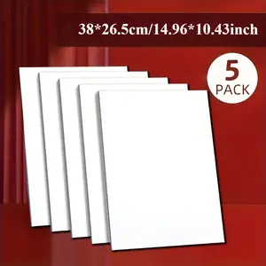 5-piece set of 8K large white heavy-duty 3mm thick canvas boards | For Oil Painting/Watercolor - Professional Art Supplies, suitable for adults, students, art enthusiasts, schools, and offices