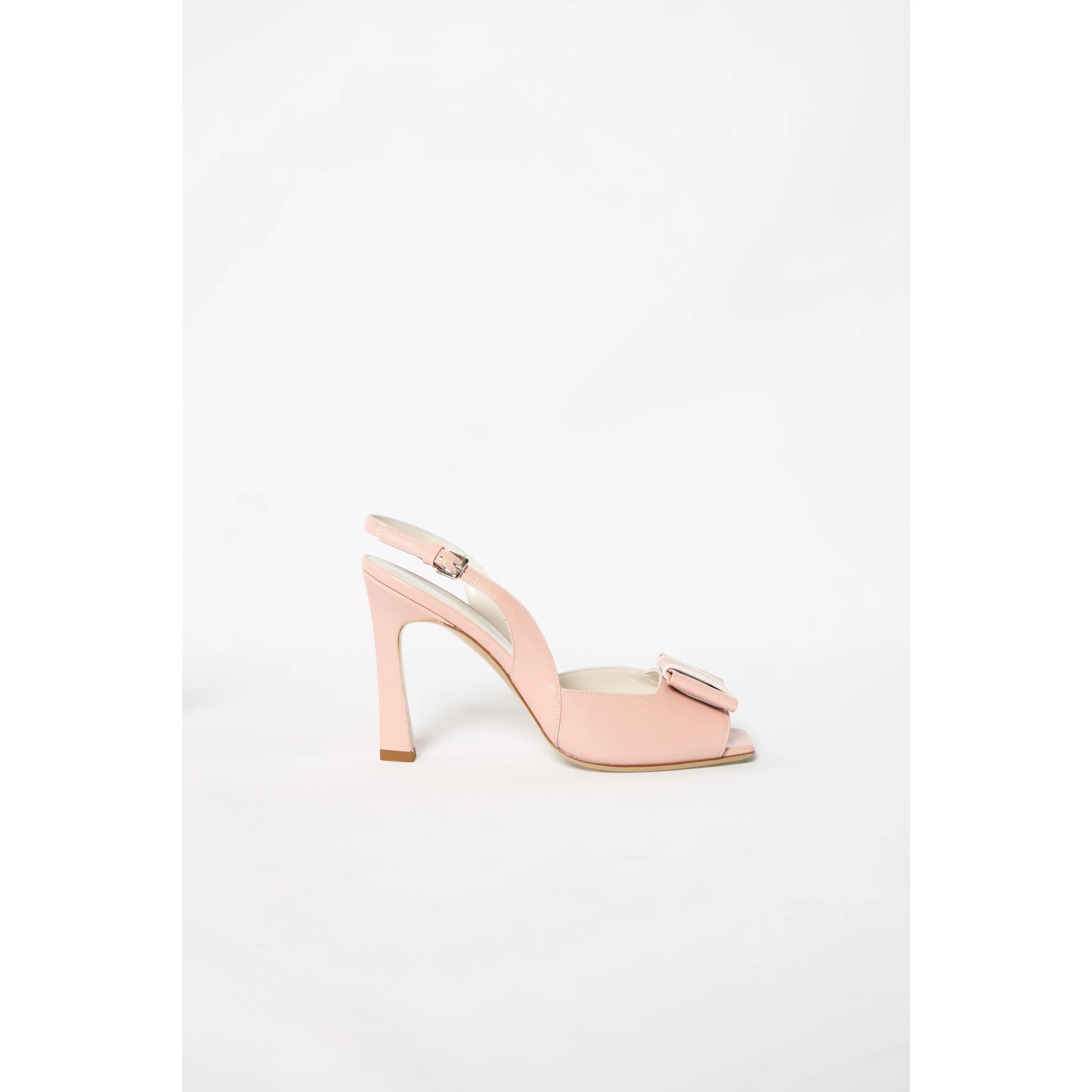 Pink Square Toe Bow Slingback Women's Italian Heels