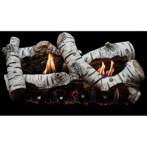 212 MAIN Realistic 24 in. Birch Burncrete Log Set - 6-Piece Birch Logs