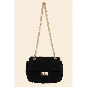 Fame Faux Fur Rectangle Crossbody Bag