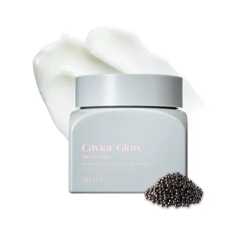 Delere Caviar Glow Dewy Cream | Hydrating Caviar Collagen Cream | Korean Hyaluronic Acid Moisturizer for Radiant Glass Skin, 1.7oz