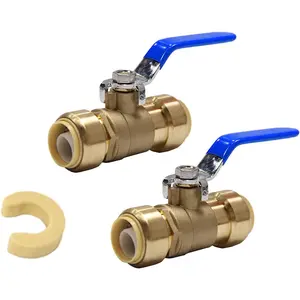 (Pack of 2)  3/4 Inch Push-Fit Full Port Ball Valve with a Disconnect Clip Tool,(PF-VALVE048-2PCS)