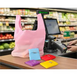 Foldable Eco Shopping Bag with Non-slip handles, Lightweight & Portable, Tear-Resistant, Water-Repellent, Flat Storage, Reinforced Corners, Durable, Space-Saving, High Load Capacity, Solid Color Options