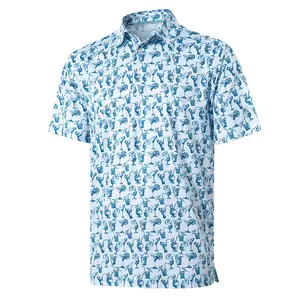 DTWOOO Men's Golf Shirts Short Sleeve Print Performance Moisture Wicking Dry Fit Golf Polo Shirts for Men