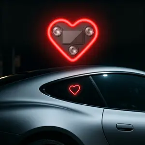 Universal Fit Heart Solar Car Light, 4 Color Changing LED Window Decor Lamp, Suction Cup Mount No Drill Car Accessory for All Car Models, Energy-Saving Solar Powered Light, Aesthetic Night Drive Car Decor -YY0