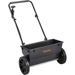 VEVOR Lawn Drop Spreader, 50LBS Capacity, Walk-Behind Push Spreader, 18 in Spreading Width, 8 in All Terrain Pneumatic Tires, Lawn Spreaders with Hopper Grate, for Seed, Fertilizer