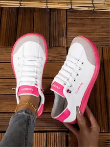 No-Tie Slip-On White Pink Sneakers, Women's Ultra-Comfortable Casual Shoes for All-Day Wear White Pink Canvas Sneakers with Soft Sole, Non-Slip & Breathable Casual Shoes for Walking Shoes