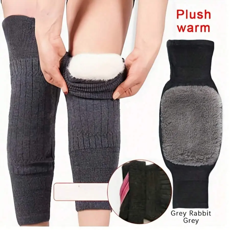 Unisex 100% Nylon Winter Knee Warmers - Thick, Extended Thermal Knee Sleeves with Zipper for Adult Cycling Sports & Outdoor Protective Gear, Adults, Plush Warm