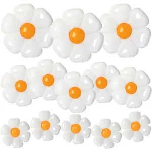 Daisy Balloons, 18pcs White Daisy Flower Balloons Party Decorations for Birthday Wedding Baby Shower Party Decorations Supplies(Huge Balloon X 3, Medium X 5, Small X 10)