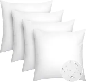 Pack of 4 18x18 Outdoor Pillow Inserts, Water Resistant Throw Pillow Inserts, Cushion Inner Pads for Patio, Furniture, Sofa, Bed, Living Room, Garden Decorative  Pillow Inserts