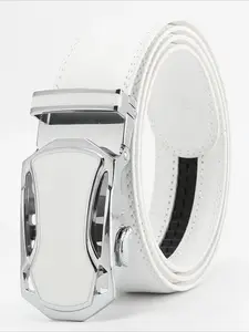 Unisex White Color Elegant Men Women Automatic Buckle Belt Luxury Brand Designer High Quality Belts Famous Business Western Concho Belts