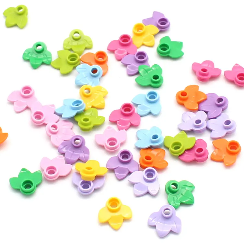 300pcs Mix Color Plant Plate Round 1x1 with 3 Leaves Pumpkin Tree DIY Enlighten Building Bricks Compatible 32607 Children Diy Bricks Toy