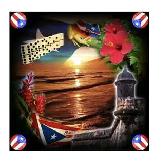 Artisanal Domino Table with Puerto Rico Design and Cup Holder for Outdoor Games and Gatherings