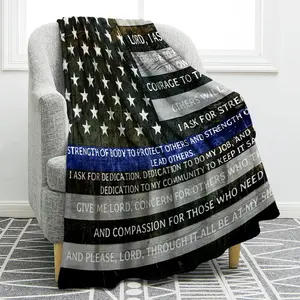 Police Officers Prayer Blanket Gifts for Men Home Bedroom Living Room Decor Soft Cozy Lightweight Plush Throw Blankets 60"x80"