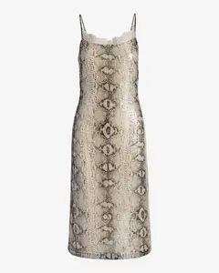Snake Sequin Slip Dress Gray Multi