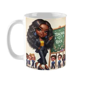 Black Teachers Rock 3 Coffee Mug - Reusable Drinkware with Teacher Theme Design Washable Cup Reuse Ceramic