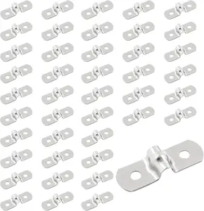 50PCS M5 Stainless Steel Rigid Pipe Straps, 2 Hole U-Shaped Cable Ties Pipe Strap Clamp for 0.2 Inch.