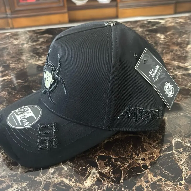 Changuito ántrax Hats - Black Biohazard Monkey Design Adjustable