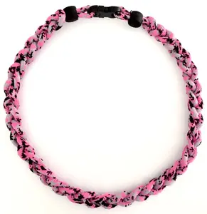 Baseball 3 Rope Braid Tornado Energy Necklace Pink Camo