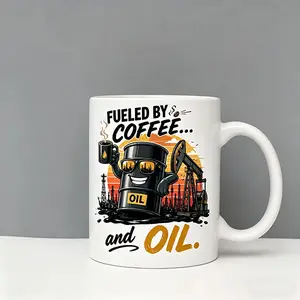 Fueled by Coffee and Oil Funny Coffee Mug, Oilfield Worker Gift, Roughneck Oil Rig Humor Cup, Perfect Gift for Oilfield Workers & Drillers