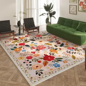 Vintage Floral Pattern Soft Area Rug, 1 Count Non-slip Soft Floor Mat, Decorative Carpet for Home Living Room Bedroom Hotel Dormitory