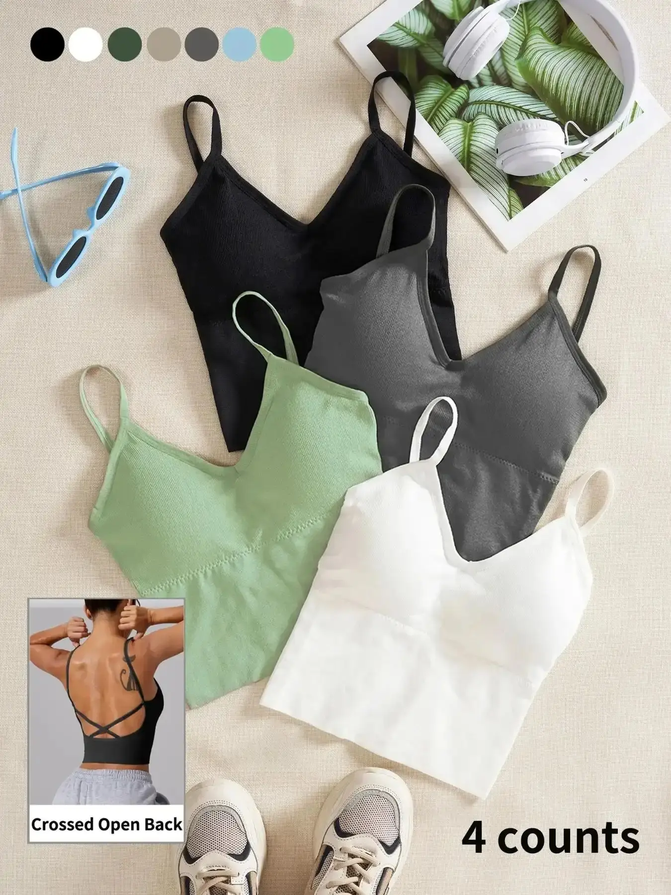 Plain Criss Cross Backless Sports Bra for Women, Casual Breathable Design for Yoga Gym Workout, All Seasons Strappy Active Wear Outdoor Style, performance fit, athleisure style, gym essential, training staple