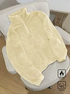 Oversized Plush Half-Zip Pullover Hoodie, Super Soft Fleece Material, Comfortable & Stylish Design, Perfect for Casual Wear