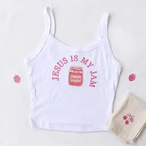 [Made in US] Embroidered Christian Jesus Is My Jam Crewneck Tank Top, Jesus Tee
