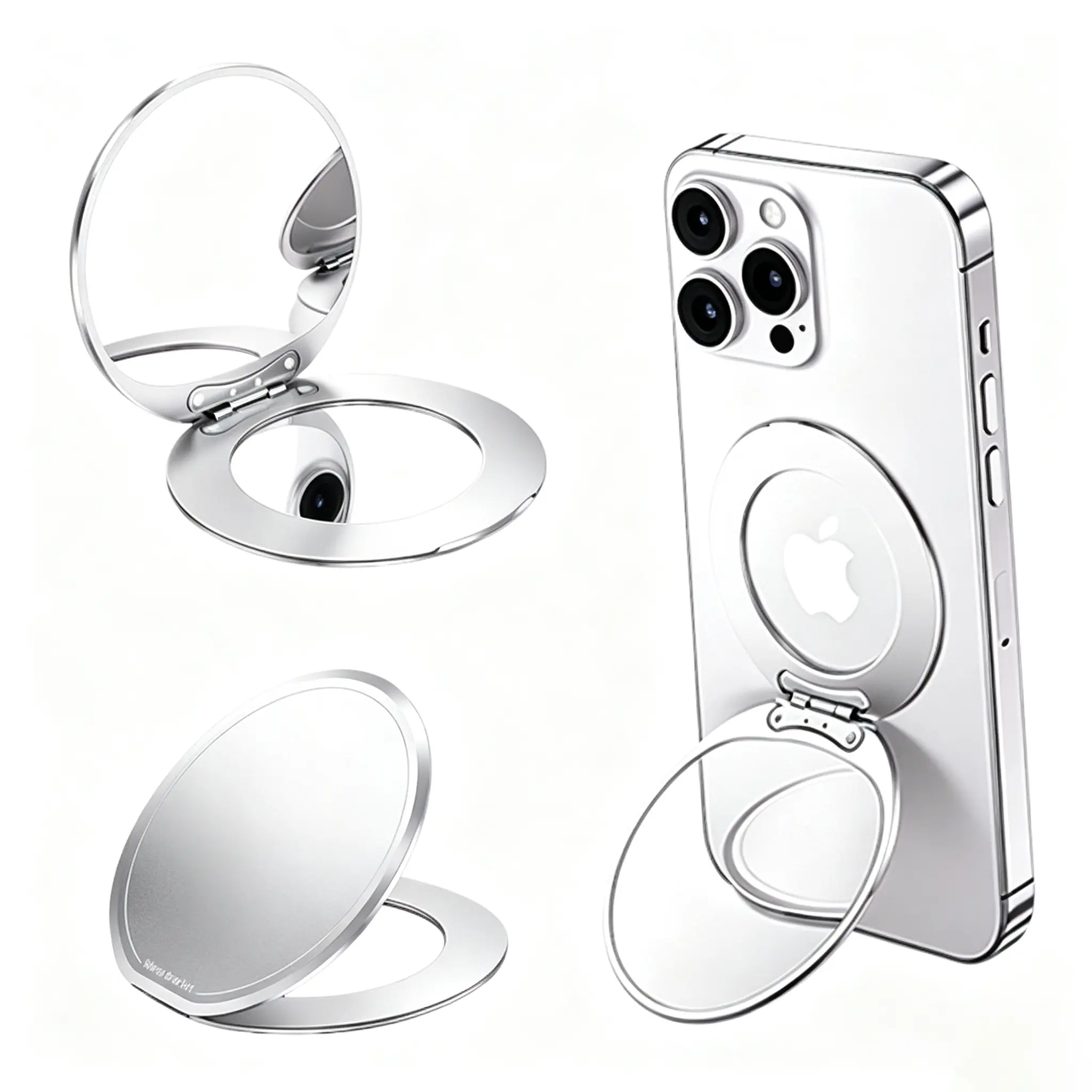 Magnetic Smartphone Mount with Makeup Mirror - Mobile Cellphone Accessories for iPhone 17 Pro Max/16/15 Plus/14 Pro/13 Mini/12 & Samsung, Outdoor & Travel Friendly