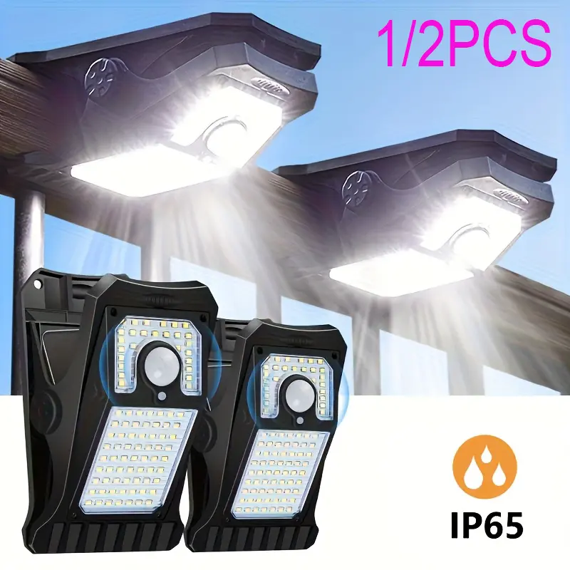 Tempomind 1/2 Pack Solar Security Wall Light IP65 Waterproof LED Solar Lighting for Fence, Backyard, Driveway, Patio, Garage