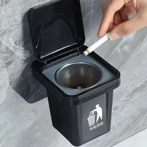 Creative Wall-Mounted Trash Can Ashtray with Lid, Desktop Mini Ashtray, No-Drill Design, Perfect for Living Room, Bedroom, Car