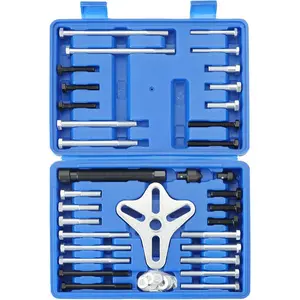 Balancer Puller Set | 46PCS Power Steering Pulley Puller Installer Tool Set, Steering Wheel Pulling Set, Flywheel Remover, Crankshaft Pulley Removal (Blue)