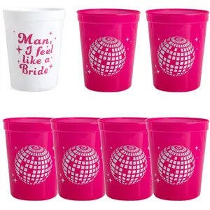 7PCS Disco Cowgirl Bachelorette Party Plastic Cup Western Cowgirl Birthday Bridal Shower Supplies Let's Go Girls Wedding Decor