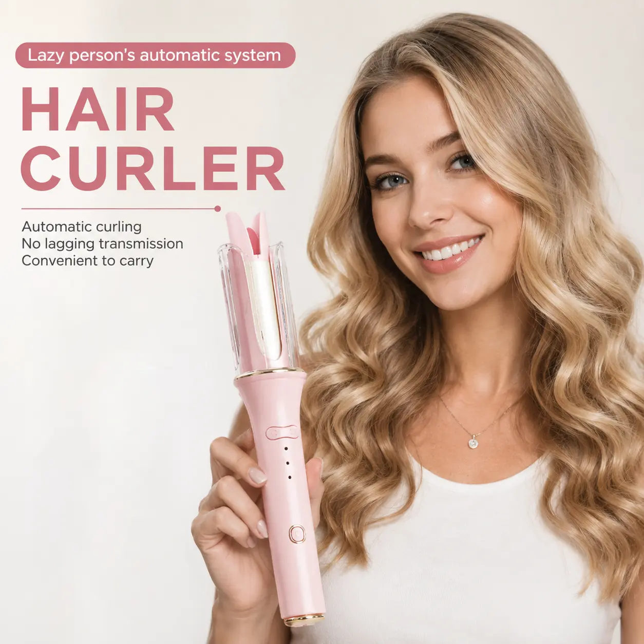 Plodon 25mm Lightweight Automatic Curling Iron - 1-Touch Auto Hair Curler with 30s Fast Heat-Up, 5s Quick Styling, 3 Adjustable Heat Settings, Anti-Scald Design, Ceramic & Oil Coating for Smooth Frizz-Free Curls