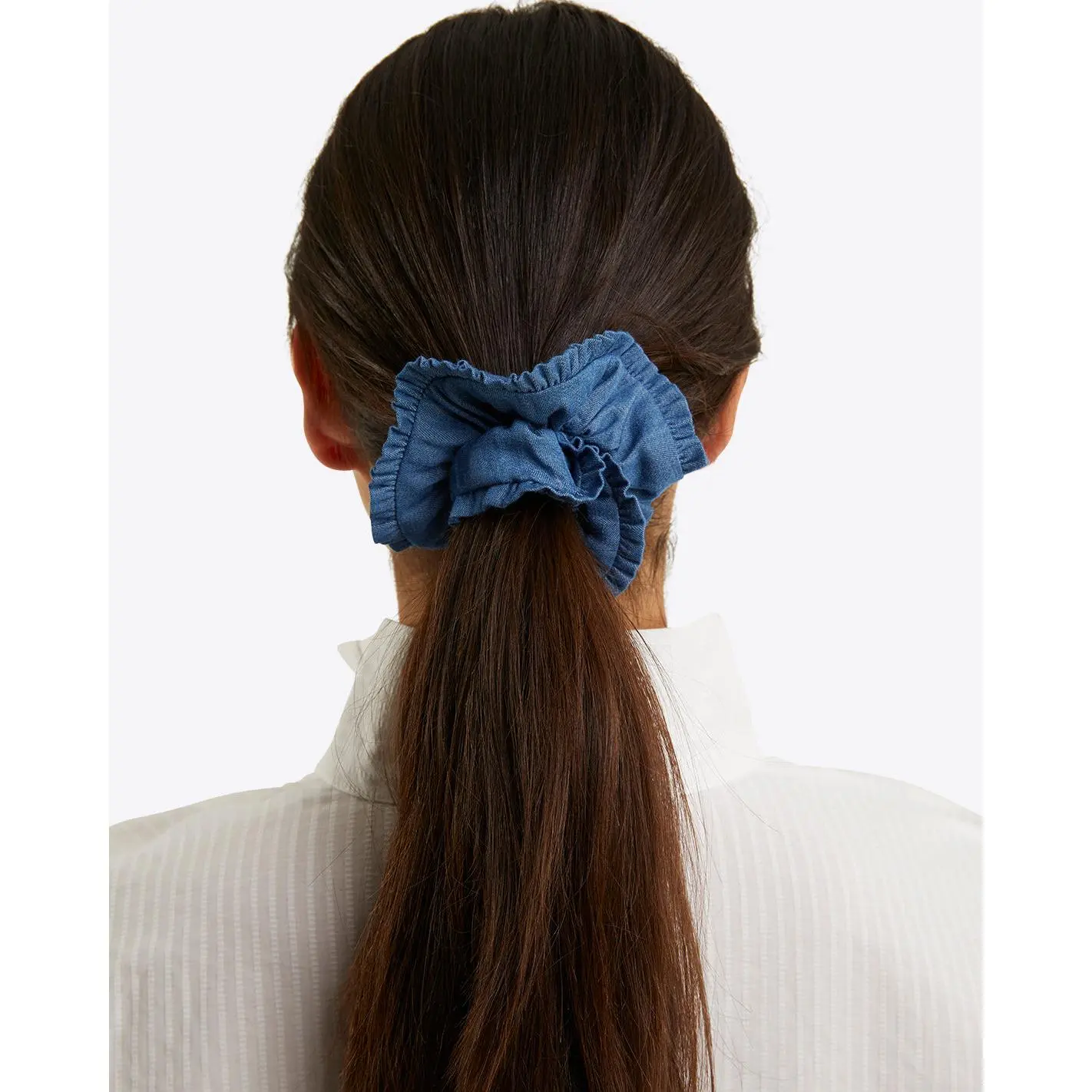 Chambray Ruffle Scrunchie