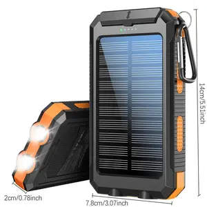 Dead phone no longer ruins your trip 10000mAh Solar Outdoor Power Bank Dual-port simultaneous fast charging Bright flashlight for night emergencies Waterproof shockproof rugged construction Must-have survival gear for outdoor adventures