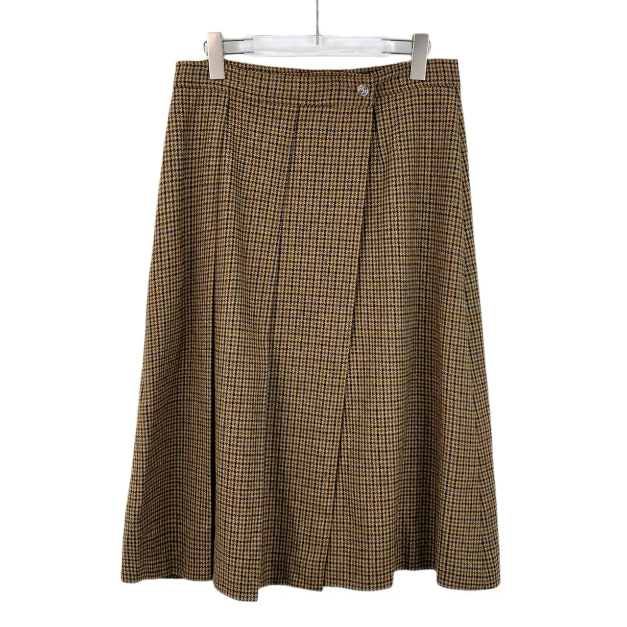 RDLT— Gucci Brown Houndstooth Wool Pleated A-Line Skirt Size 44