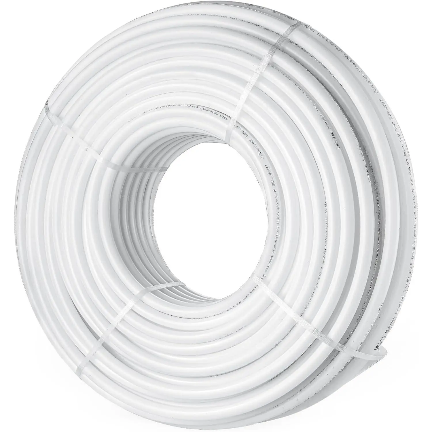 VEVOR PEX Pipe 3/4 Inch, 500 Feet Non-Oxygen Barrier PEX-B Flexible Pipe Tubing for Potable Water, for Hot/Cold Water & Easily Restore, Plumbing Applications with Free Cutter & Clamps,White